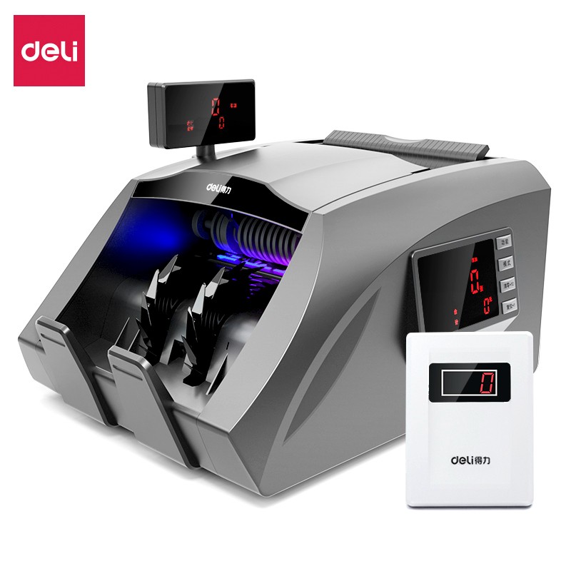 得力(deli)3910S点验钞机2019年新版人民币验钞点钞机 银行专用国标B类三屏语音家用商用数钱机