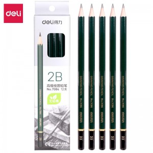 得力(deli)7084铅笔 2B 素描绘图铅笔六角学生铅笔 考试专用填涂答题卡铅笔 12支/盒 7084-2B