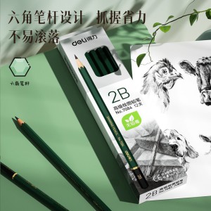 得力(deli)7084铅笔 2B 素描绘图铅笔六角学生铅笔 考试专用填涂答题卡铅笔 12支/盒 7084-2B