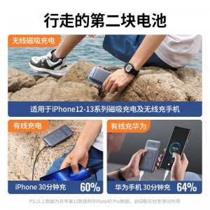 绿联三合一苹果磁吸无线充电宝PD20W/18W移动电源10000毫安时快充带支架适用MagSafe/苹果13/12系列
