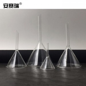 安赛瑞 玻璃漏斗（2个装）实验室三角漏斗短管锥形漏斗