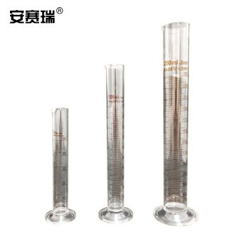 安赛瑞 玻璃量筒（2只装）量出式筒刻度量筒玻璃量筒 橙红标高硼硅直型量筒