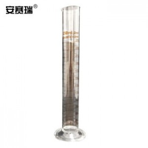 安赛瑞 玻璃量筒（2只装）量出式筒刻度量筒玻璃量筒 橙红标高硼硅直型量筒