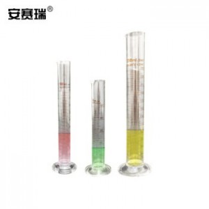 安赛瑞 玻璃量筒（2只装）量出式筒刻度量筒玻璃量筒 橙红标高硼硅直型量筒