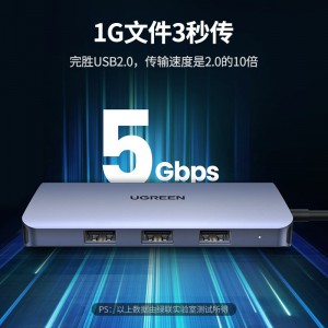 绿联（UGREEN） Type-C扩展坞USB-C转HDMI/VGA拓展坞千兆网卡网线口转接头3.0分线器 转换器七合一60557
