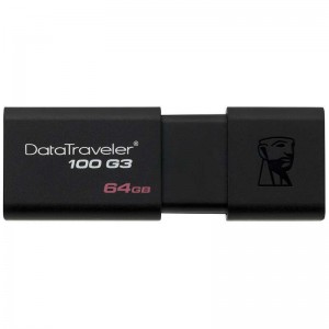 金士顿(Kingston)DT100G3 64GB USB3.0 U盘 黑色 商务滑盖 高速便捷