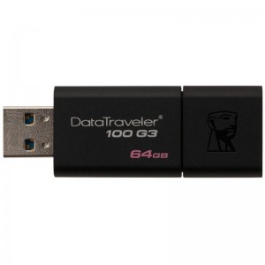 金士顿(Kingston)DT100G3 64GB USB3.0 U盘 黑色 商务滑盖 高速便捷