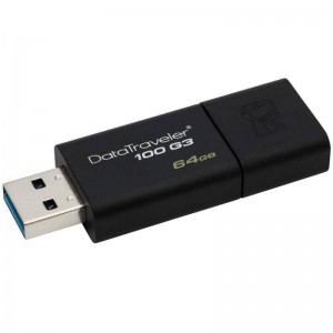 金士顿(Kingston)DT100G3 64GB USB3.0 U盘 黑色 商务滑盖 高速便捷