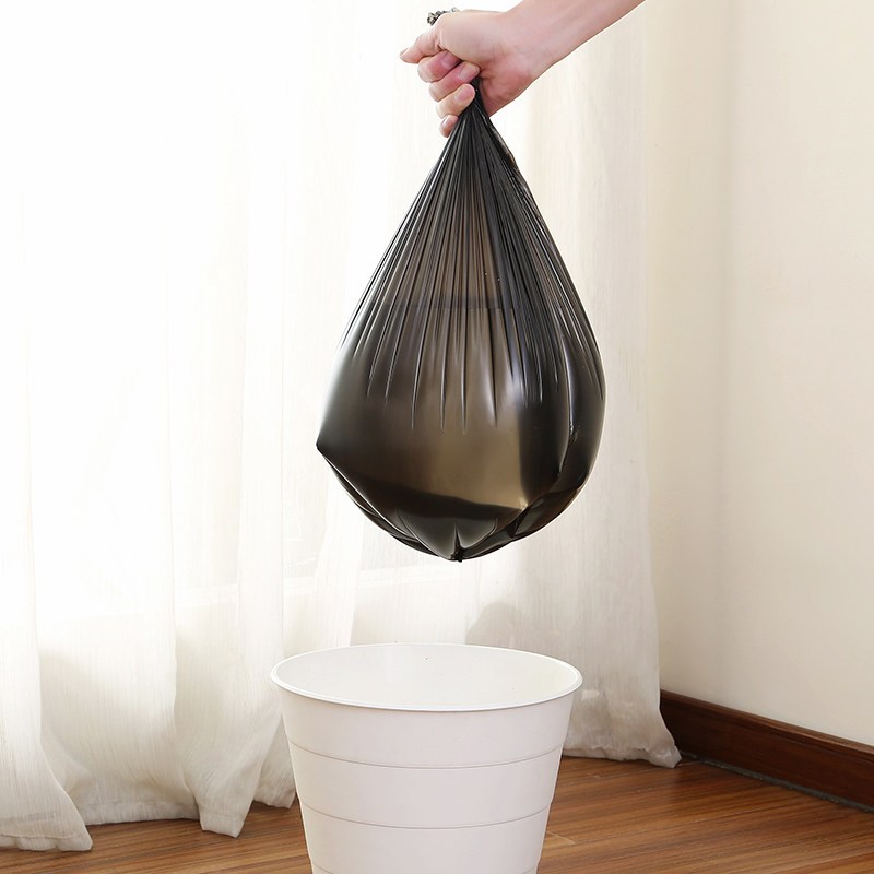 洁成Jicen厚实型家用中号垃圾袋45*55cm增韧5卷装 黑色 黑色