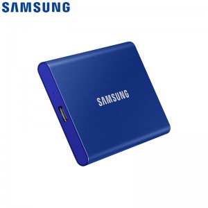 三星(SAMSUNG)  Type-c移动固态硬盘PSSD T7 极光蓝MU-PC500H USB 3.2接口 读速高达1050M/S 加密保护 安全便携 三星移动硬盘