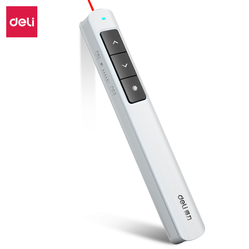 得力(deli)2808L激光笔360度控制教师专用PPT超链接功能教鞭/无线演示器课件笔 红光充电款激光翻页笔