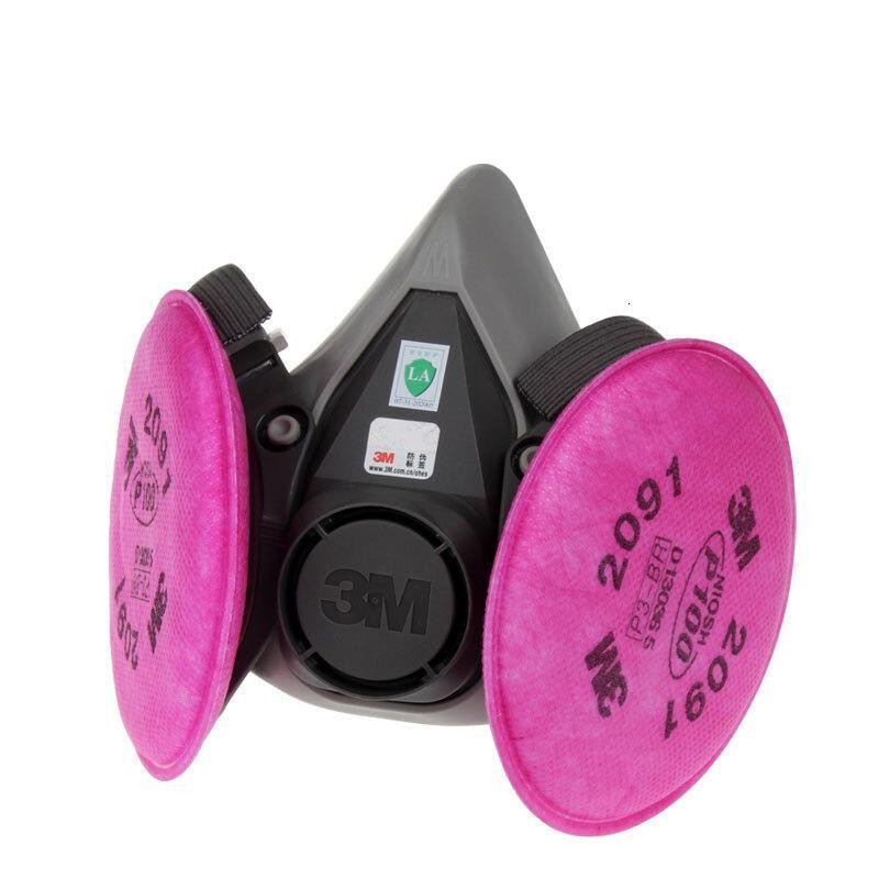 3M 6200防尘面具6100防颗粒物2091 2096 2097防酸性气味有机气体口罩 中码6200配2091防尘面具
