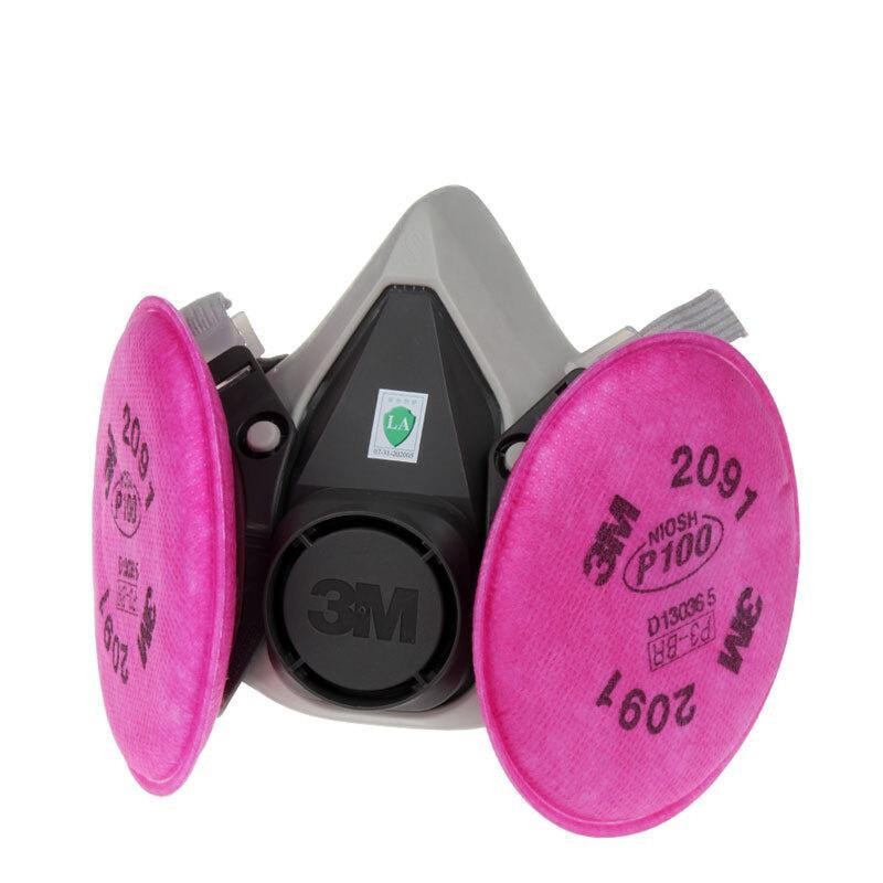 3M 6200防尘面具6100防颗粒物2091 2096 2097防酸性气味有机气体口罩 小码6100配2091防尘面具