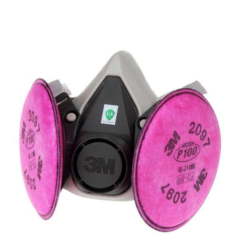 3M 6200防尘面具6100防颗粒物2091 2096 2097防酸性气味有机气体口罩 小码6100配2097防尘面具