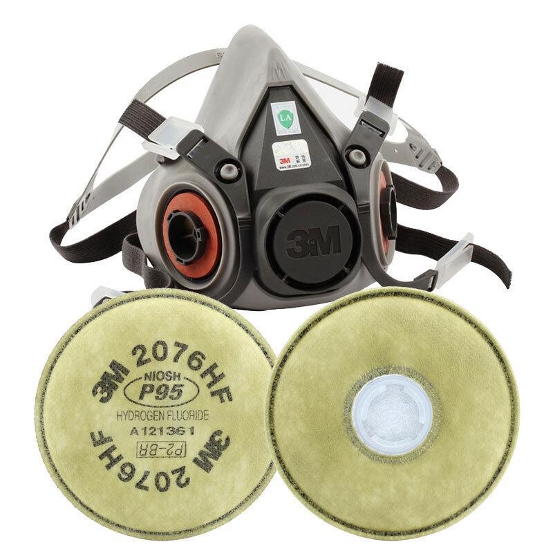 3M 6200防尘面具6100防颗粒物2091 2096 2097防酸性气味有机气体口罩 中码6200配2076防尘面具