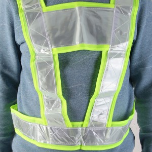 新越昌晖反光背带反光马甲反光衣施工骑行交通执勤V型反光服环卫作业反光安全警示工作服MJ-D1 绿色