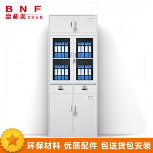 富和美文件柜铁皮柜大器械柜档案柜办公资料柜铁柜子玻璃门员工柜钢制办公柜衣柜员工宿舍柜储物柜铁衣柜 银色
