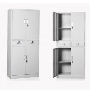 富和美文件柜铁皮柜大器械柜档案柜办公资料柜铁柜子玻璃门员工柜钢制办公柜衣柜员工宿舍柜储物柜铁衣柜 银色