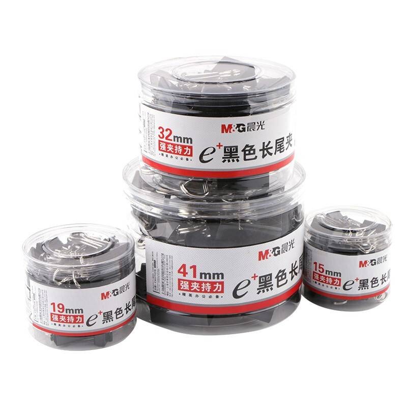 晨光(M&G)文具黑色长尾夹 金属票据夹 Eplus系列办公燕尾夹 筒装（50mm）ABS92732