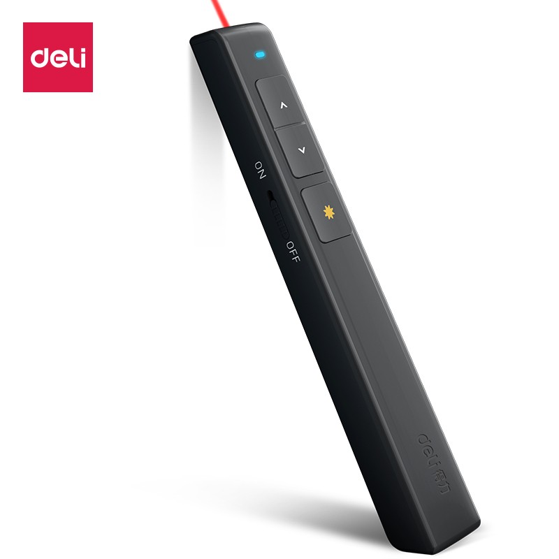 得力(deli)2802PL激光笔百米远控教师专用PPT超链接功能教鞭/无线演示器课件笔 红光充电款激光翻页笔 黑色