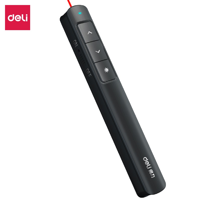 得力(deli)2808PL激光笔360度控制教师专用PPT超链接功能教鞭/无线演示器课件笔 红光充电款激光翻页笔