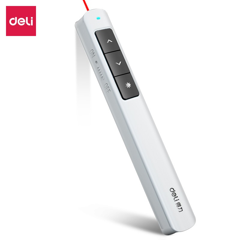 得力(deli)2808PL激光笔360度控制教师专用PPT超链接功能教鞭/无线演示器课件笔 红光充电款激光翻页笔 白色