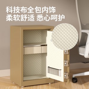 得力保险柜 家用办公指纹密码保管箱 全钢防盗可入墙入柜保管柜保险箱 60cm星耀金 曜臻Pro系列