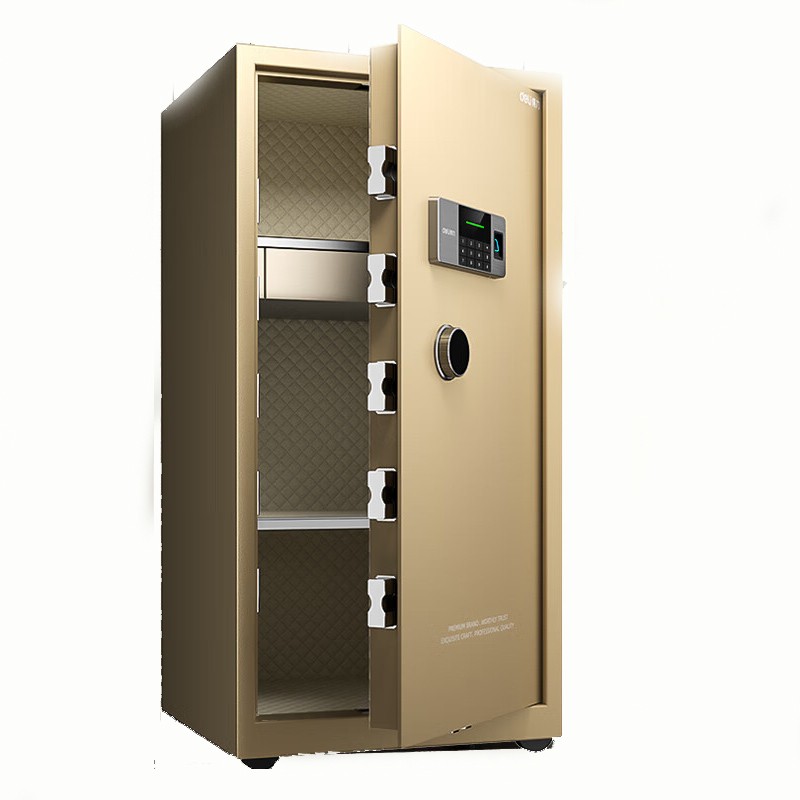 得力保险柜 家用办公指纹密码保管箱小型保密箱全钢防盗保管柜保险箱 100cm星耀金 曜臻Pro系列