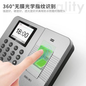 得力（deli）智能指纹考勤机 免软件打卡机 手机蓝牙连接 小程序导出报表 自动生成报表33113W